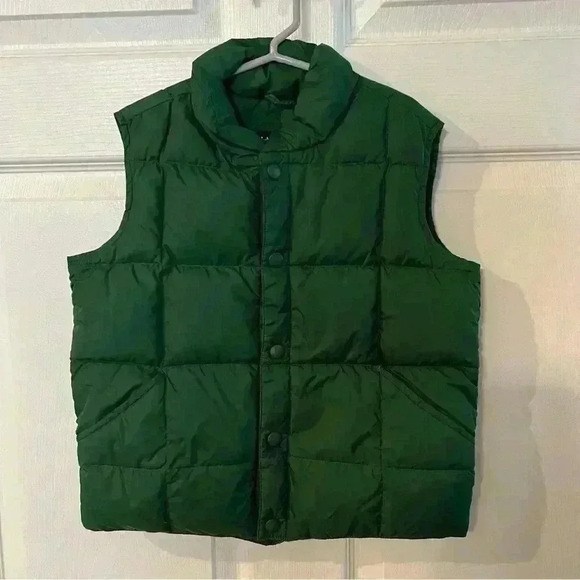 Lands End Boys Green Goose Down Snap Puffer Vest Size Medium 5-6 - Picture 1 of 5